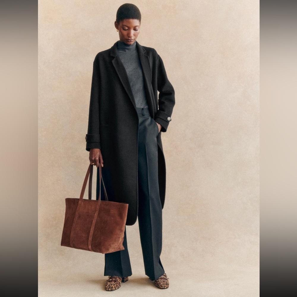 Sezane Mederick Wool Coat In Black, Fr34/Us2 - Gem